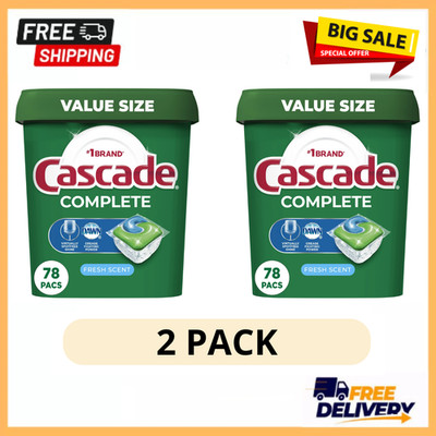 2 Pack Cascade Complete 78 Count ActionPacs Dishwasher Fresh Scent Clean