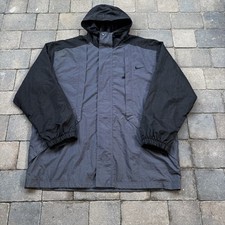 Vintage 90s Nike Fleece Lined Hooded Jacket Mens XL Nylon Polyester Logo Black