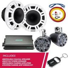 Kicker 48KMXL654 6.5" Speaker  45KMTC8 Speaker  48KMA3604 Amp  Amp Wiring Kit