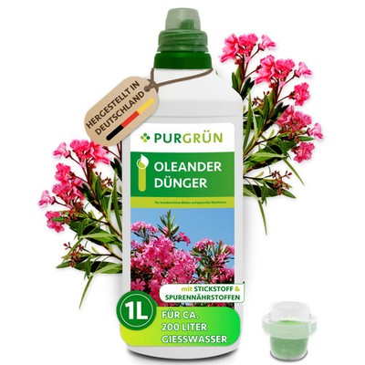 Purgrün Oleander Dünger, NPK 6+6+8, für Blütenpracht, 1L