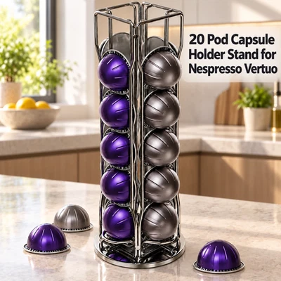 Soporte para cápsulas Nespresso Vertuo 20 cápsulas almacenamiento de café 360 soporte giratorio - Imagen 1 de 4
