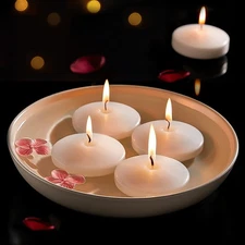 White Floating Candles 3 inch 24 Pack 10 Hours Long Burning, Unscented Candle