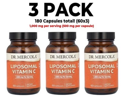 Dr. Mercola, Liposomal Vitamin C, 3 PACK, 1,000 mg per serving, 60 Capsules each