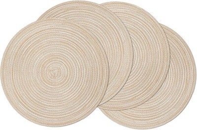 Round Braided Placemats Set of 4 Washable Place Mats for Dining Tables