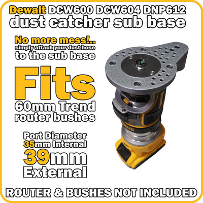 Dewalt DCW600 Serie Staubfänger Router Basis - mit Buchsenschrauben - Kostenloser Versand