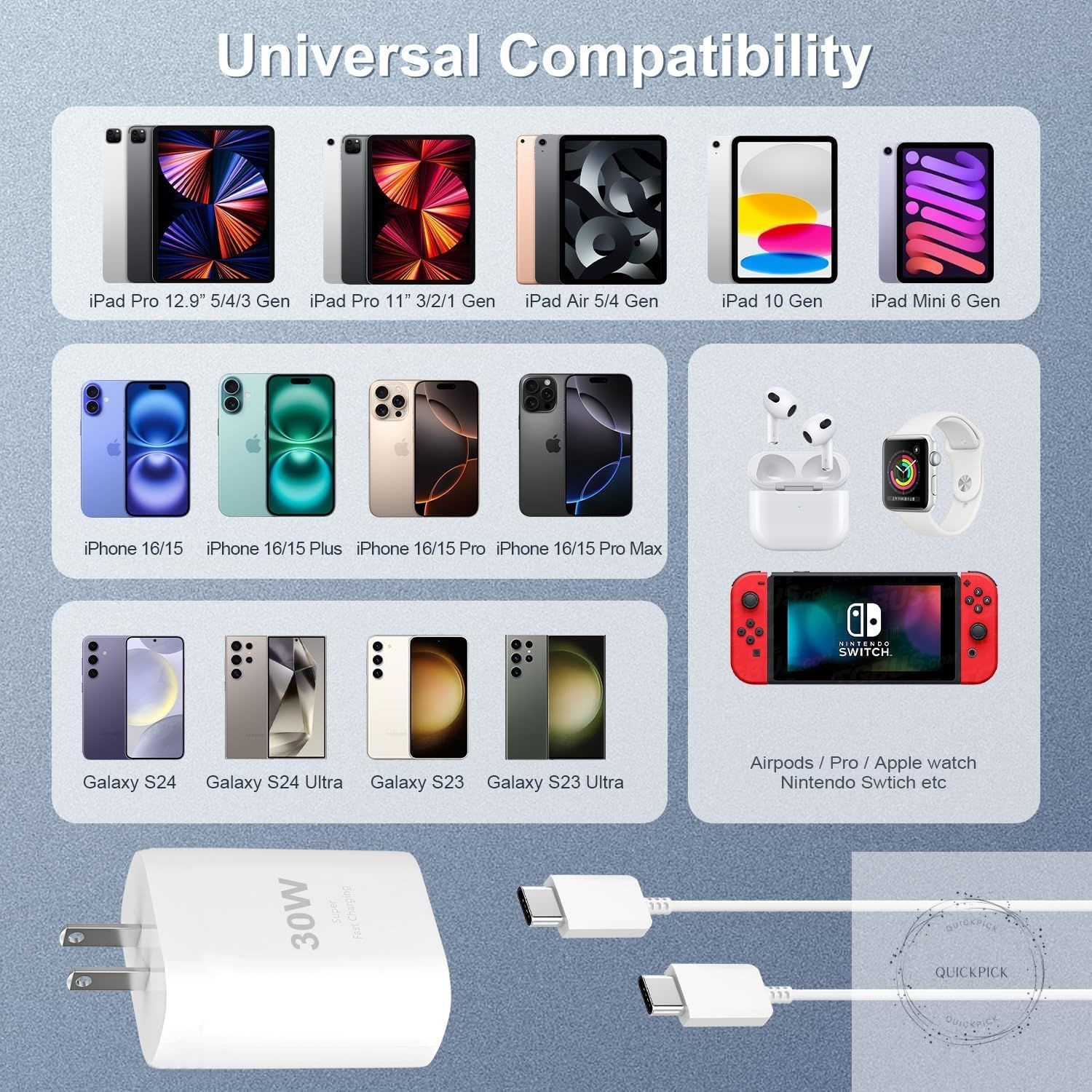 iPhone 17 16 15 Pro Max Charger 30W USB C 17 16 15 Air Pro Max Chargers Block Fa