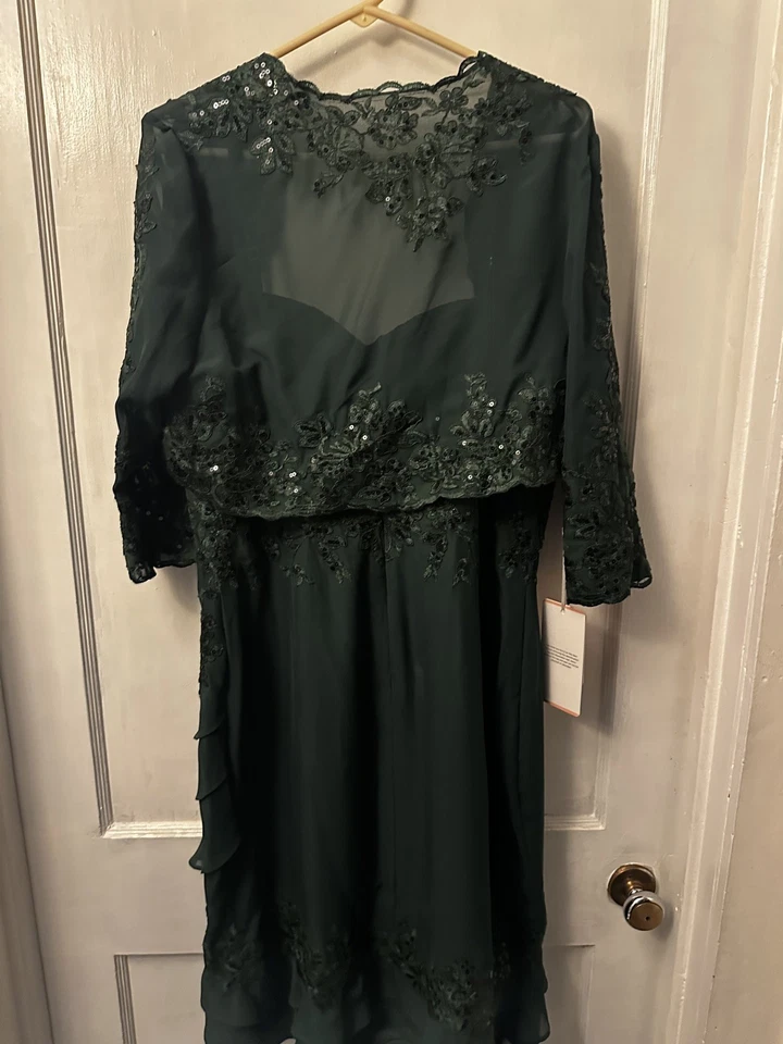 Elegantes Vestidos de Madre de la Novia Hasta el Té Encaje Formales Vestidos con Chaqueta Foto 4 de 4