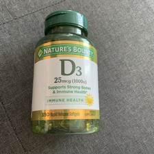 Nature's Bounty Vitamin D3 Bones  Immune Health 25mcg 350ct Rapid Release Softg