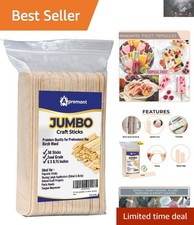 50 Large Jumbo Birch Wood Craft Sticks - Versatile Art and Dessert Tools