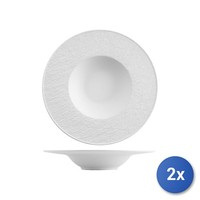 2X H&h Pasta Teller Relief Porzellan Weiß 28 Cm