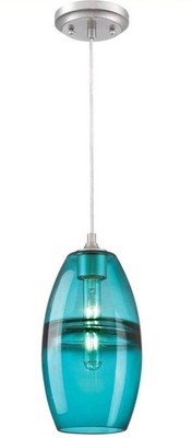 Westinghouse Lighting 63663 Mini Pendant with Turquoise Glass - Brushed Nickel