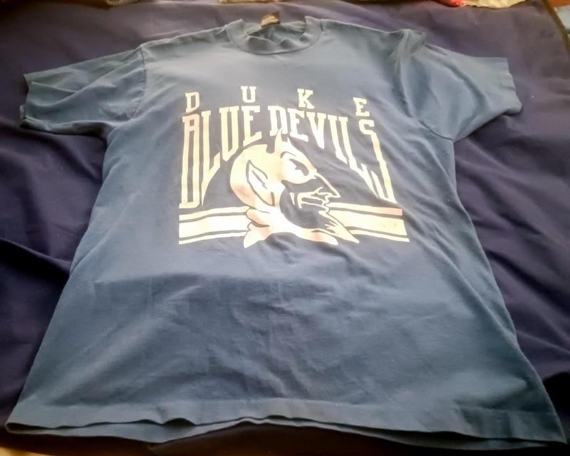DUKE UNIVERSITY BLUE DEVILS Logo Blue T Tee SHIRT Size L Screen Stars Best