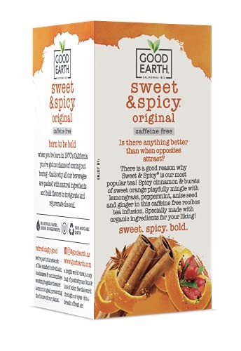 Good Earth Organic Sweet Spicy Herbal Tea Caffeine Free 18 Tea Bags