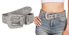 INOGIH Glitter Western Cowboy Style Rhinestone Belt Luxury Bling Bling Diamon...