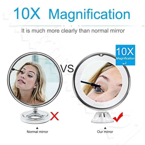 10X Magnifying Makeup Mirror With LED Light Cosmetic 360° Rotation Flexible OZ - Picture 9 of 12