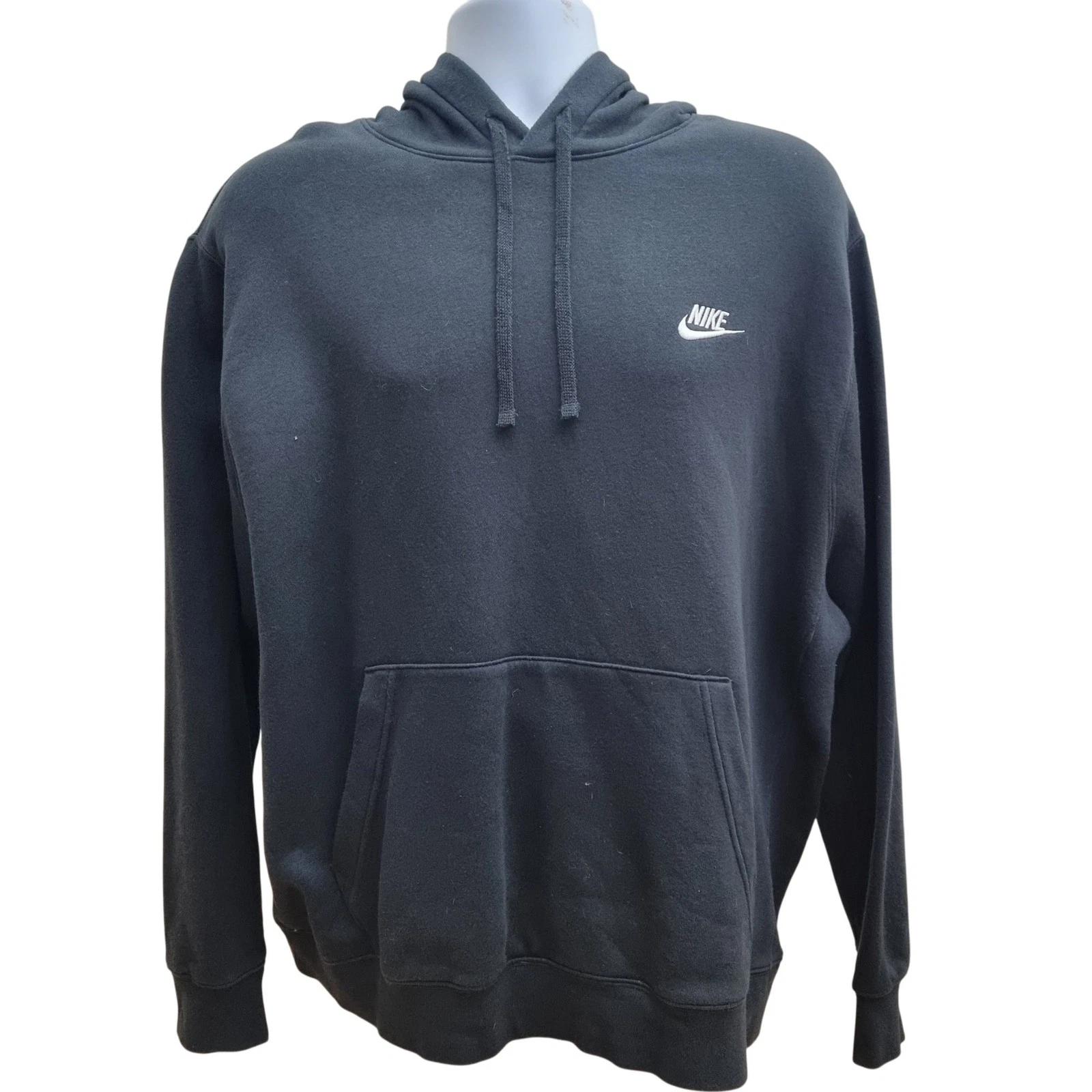 Nike Hoodie Men's XL Black Cotton Blend Embroidered Logo Pullover Sports Casual