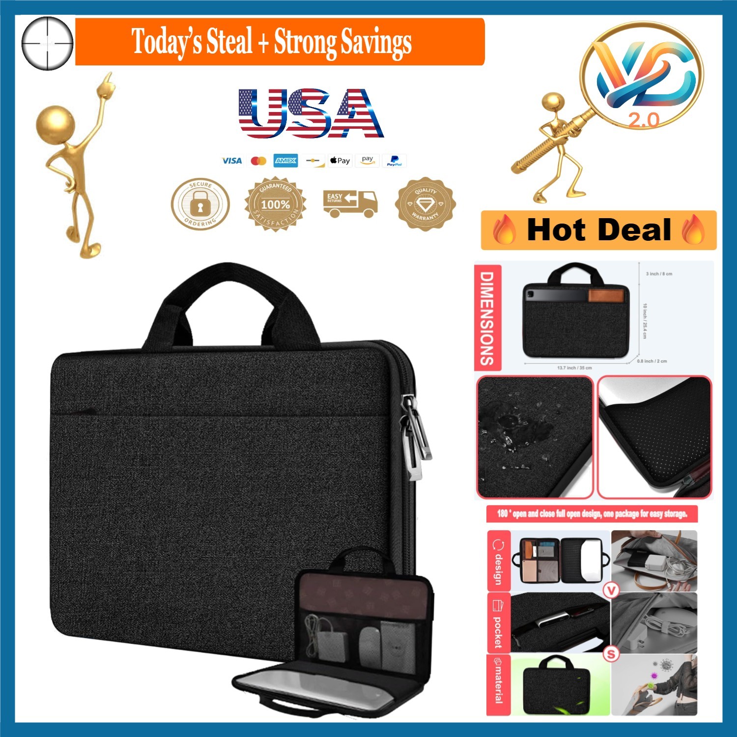 Water-Resistant Shockproof Laptop Sleeve 13-14 Inch for MacB