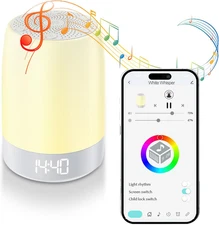 Soother Sleep Sound Machine, Sleep Rain Sound Machines 8 Colors Night Light Whit