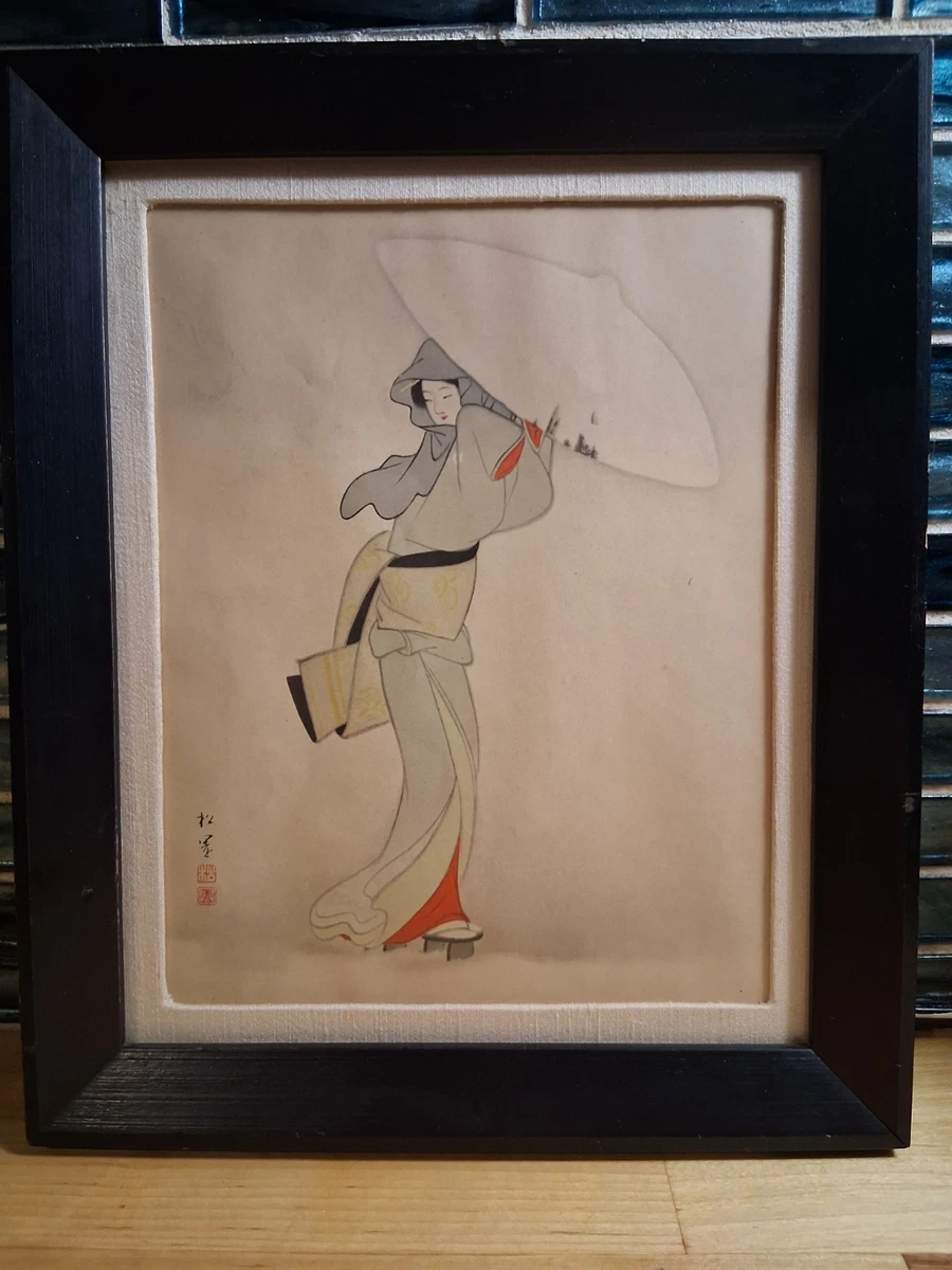 Geisha Painting In Antique Japanese Paintings & Scrolls for sale
