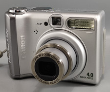 Canon PowerShot A520 4MP Digital Camera 4x Zoom Silver AA Tested Working Excelle