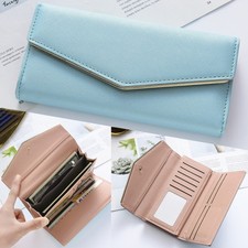 Womens PU Leather Clutch Long Wallet Card Holder Phone Pouch Purse Handbag US