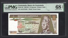 Guatemala 1/2 Quetzal 6-1-1988 P65 Uncirculated Grade 68 Top Pop