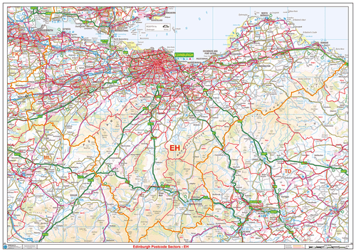 Map of Edinburgh Postcode Sectors, Poster of Edinburgh Postcodes - 第 1/6 張圖片