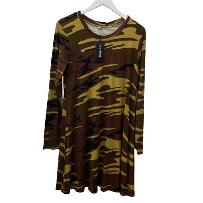 Molerani Camo Dress Medium Long Sleeve Casual Tunic Tee Dress Green Brown | eBay Molerani Camo Dress Medium Long Sleeve Casual Tunic Tee Dress Green Brown | eBay