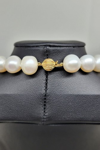 Belle de Mer Opaque Cultured Pearl Strand Necklace 18" 11-13MM 14K - Picture 5 of 5