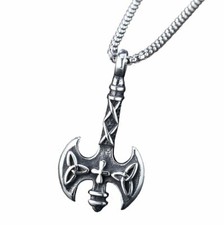 Stainless Steel Viking Celtic Trinity Knot Triquetra Axe Pendant Necklace