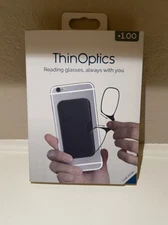 New ThinOptics +1.00 Black Reading Glasses, Case