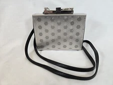 Wendy Stevens Paris Sholder Drop Wallet/Bag, Stainless Steel Black Leather