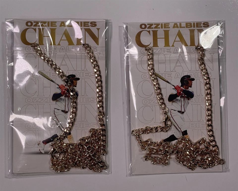 Ozzie Albies Atlanta Braves Replica Chain Gold Givaway SGA 5/10/23 - Image 2 of 2
