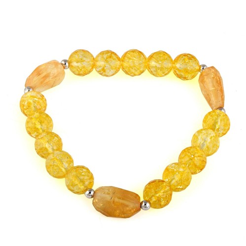 Gema Natural Citrino Amarillo 8mm Liso Redondo Cuentas Pulsera Elástica Joyería - Imagen 2 de 4