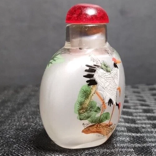 Botella de perfume de tabaco de porcelana china flores pintadas en vidrio Foto 4 de 4