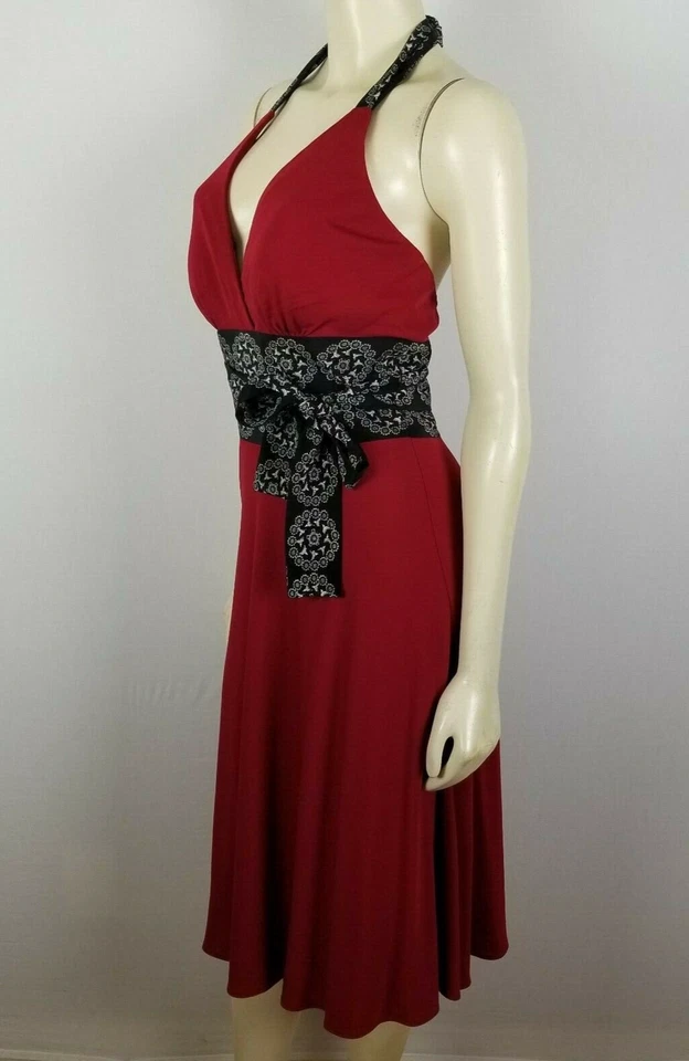 Phoebe Couture halter styled red empire waist dress size 6 - Image 4 of 4