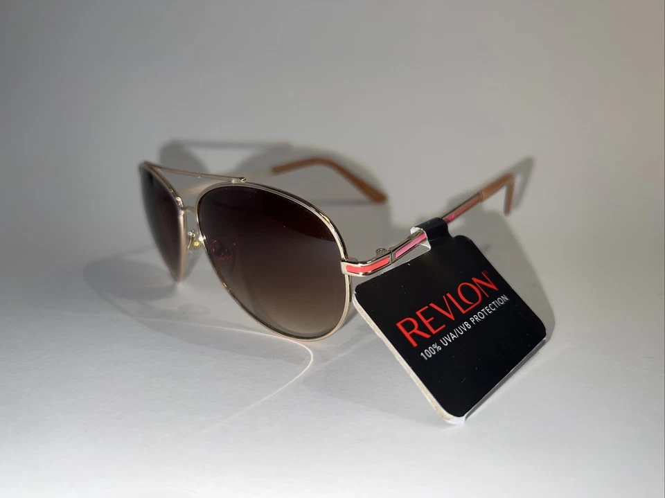 NUEVO Gafas de sol Revlon para mujer doradas aviador piloto 100 % UV moda sexy RVN 13 rosa Foto 2 de 4
