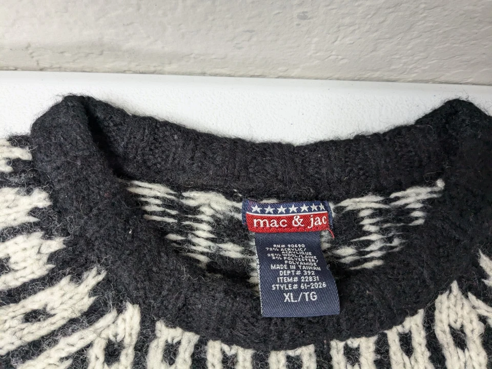 Женский свитер Mac & Jac XL черный белый геометрический узор с длинным рукавом - Изображение 3 из 4