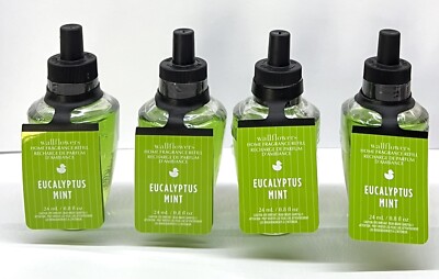  4 Bath & Body Works White Barn Green EUCALYPTUS MINT Wallflower Refill 