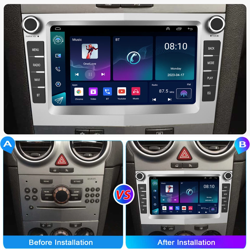 Per Opel Astra H Meriva Corsa C D Android 13 Carplay Autoradio GPS RDS WIFI 32GB - Immagine 4 di 4