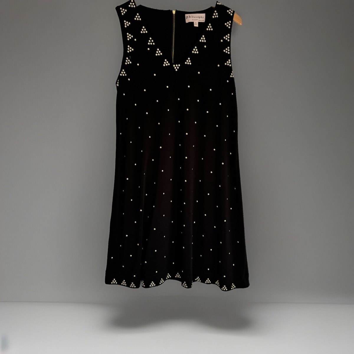 gold studded black dress Stunning 1940s Gold Studded Black Evening Gown, M