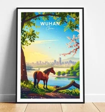 Wuhan travel print - China travel poster, Wuhan poster, Wuhan China poster