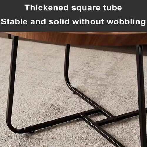 XCJump 80cm Round Coffee Table – Modern MDF End Table with Steel Frame, Brown - Picture 5 of 6