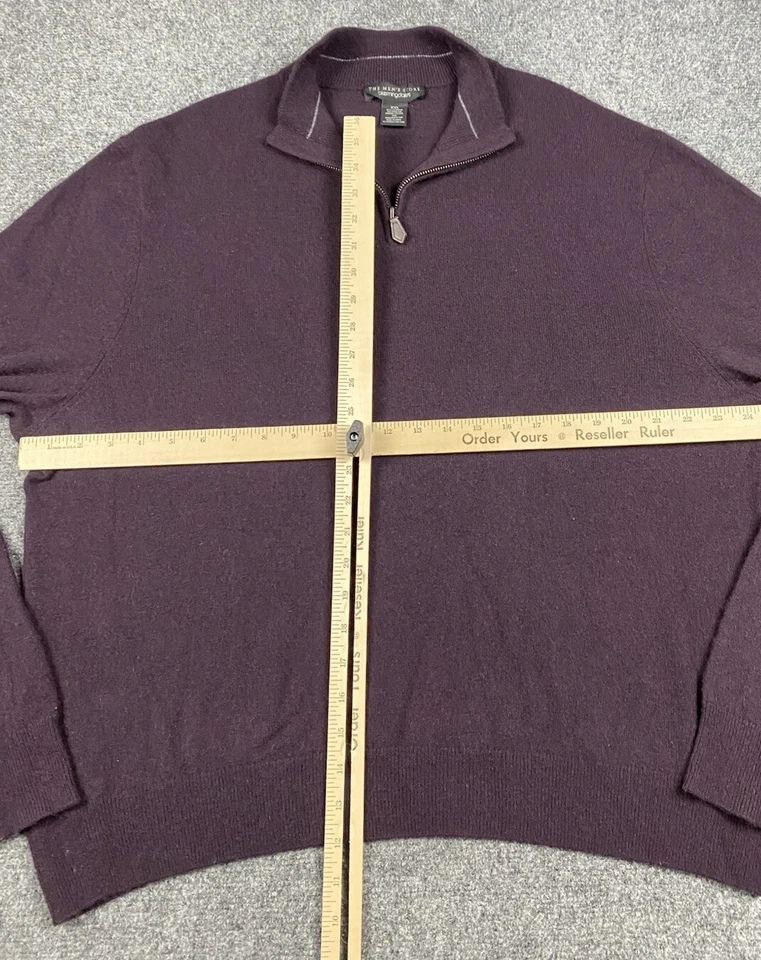 Bloomingdales The Mens Store Suéter de Cachemira Manga Larga 1/4 Cremallera Púrpura Hombres 2XL Foto 3 de 4