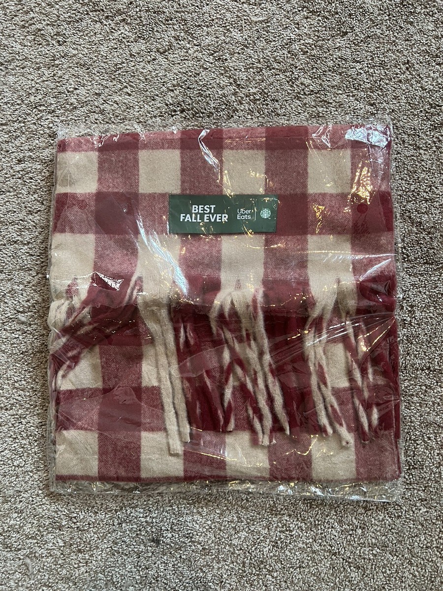 Starbucks Best Fall Ever Dark Red Plaid Scarf New In Package Free