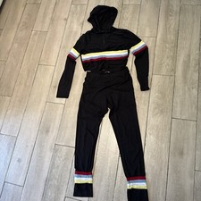 Fashion Nova Matching Pants and Hoodie Black Multicolor Set Size L