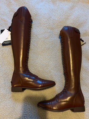 HKM Elegant Tall Brown Lace Up Knee High Horse Riding Boots