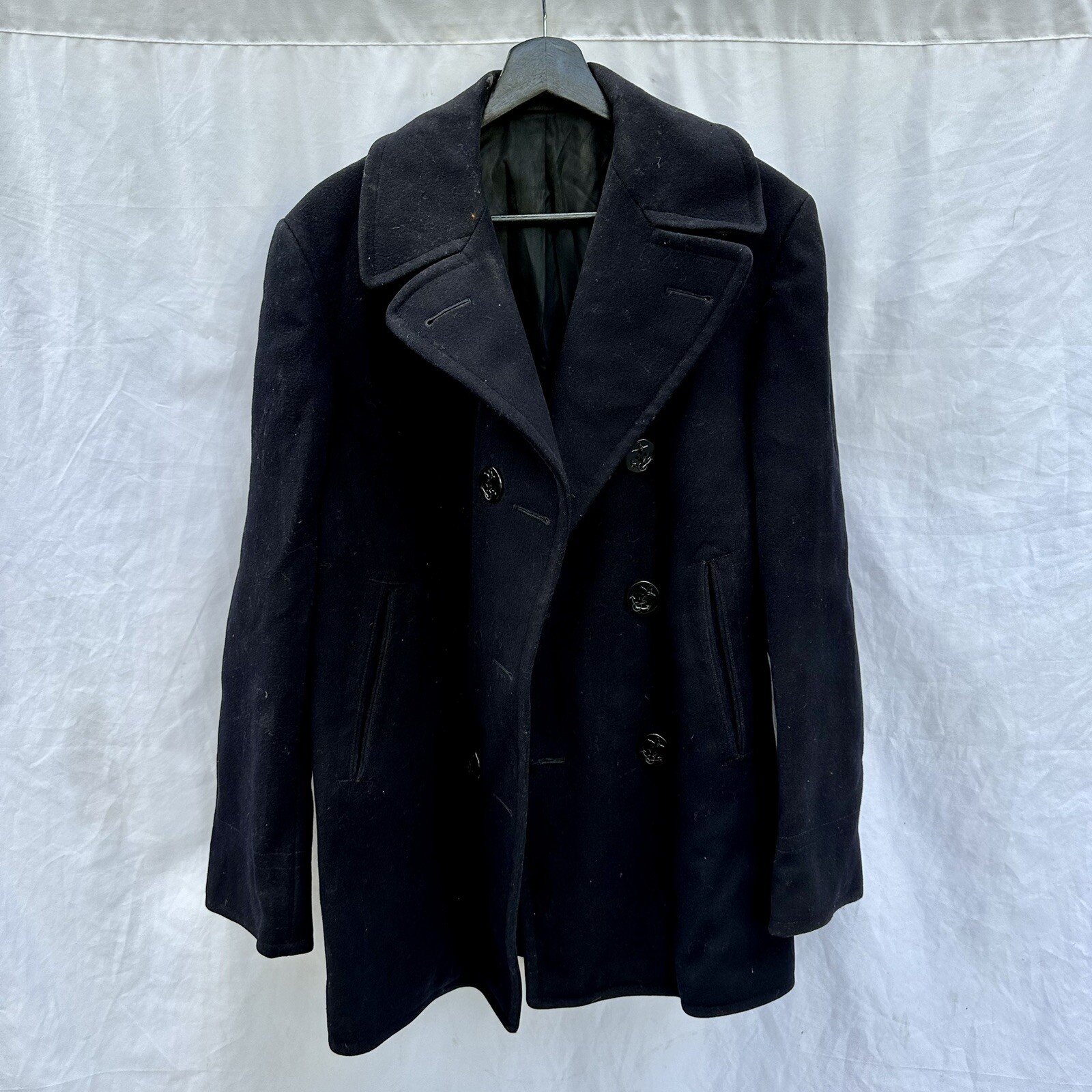 WWII US Navy Peacoat Jacket Wool Stenciled Named