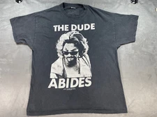 VTG Universal Studios Faded Black The Big Lebowski Dude Abides Lrg Shirt Movie