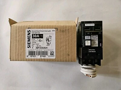 Siemens BF230AH Circuit Breaker 30 Amp 240 Volt 2 Pole Bolt On GFCI 22K NIB